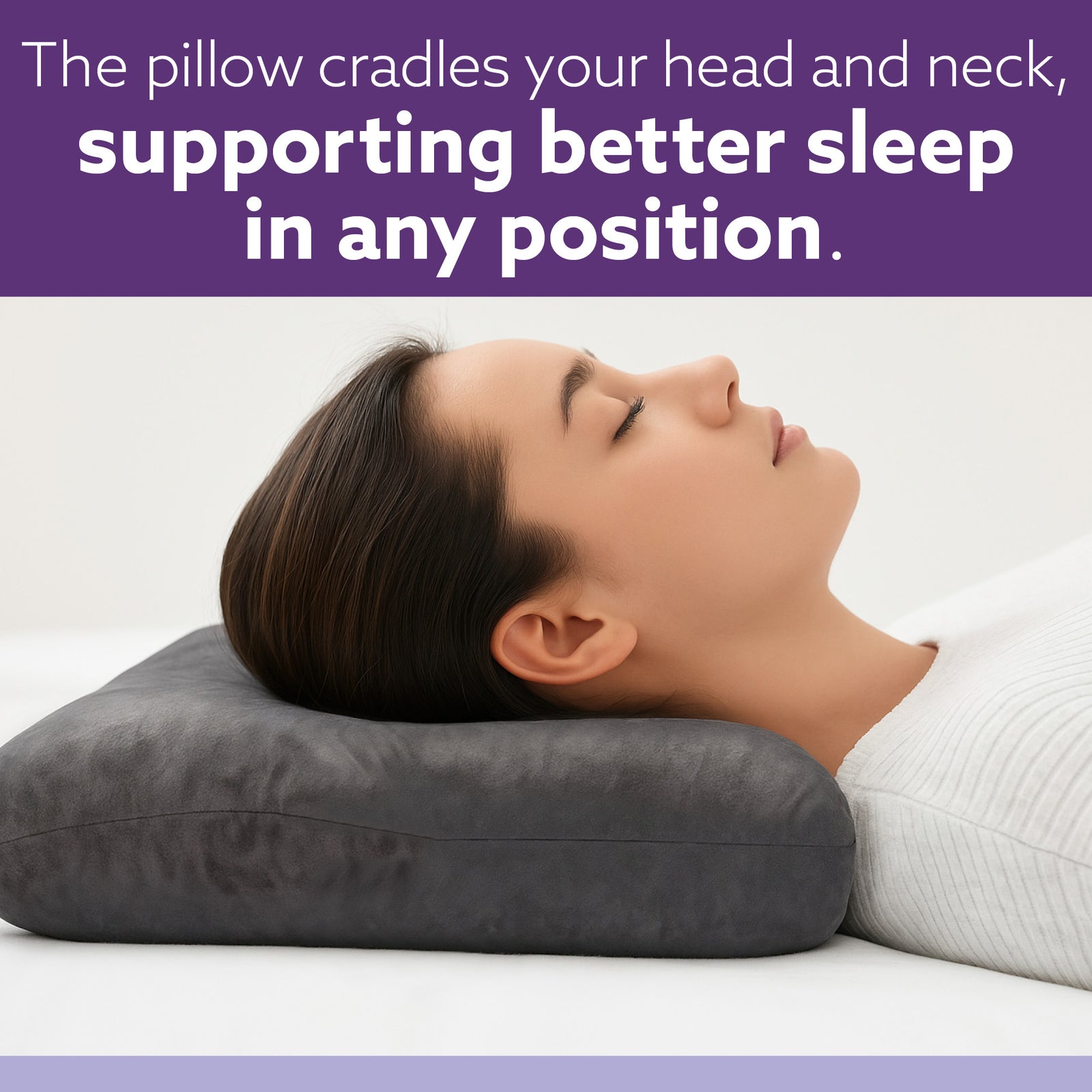 V Shaped Pillow Shredded Orthopaedic Memory Foam, Head, Neck & Back Pregnancy Maternity Support, Washable Cover | V Shape | Grey