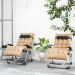 2 Pcs Reclining Zero Gravity Chair Folding Lounger Cushion | Khaki