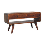 Solid Wood Reverse Curved Chestnut Media Unit