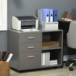 Freestanding Storage Cabinet W/ 3 Drawers 2 Shelves 4 Wheels | One Size | Gray