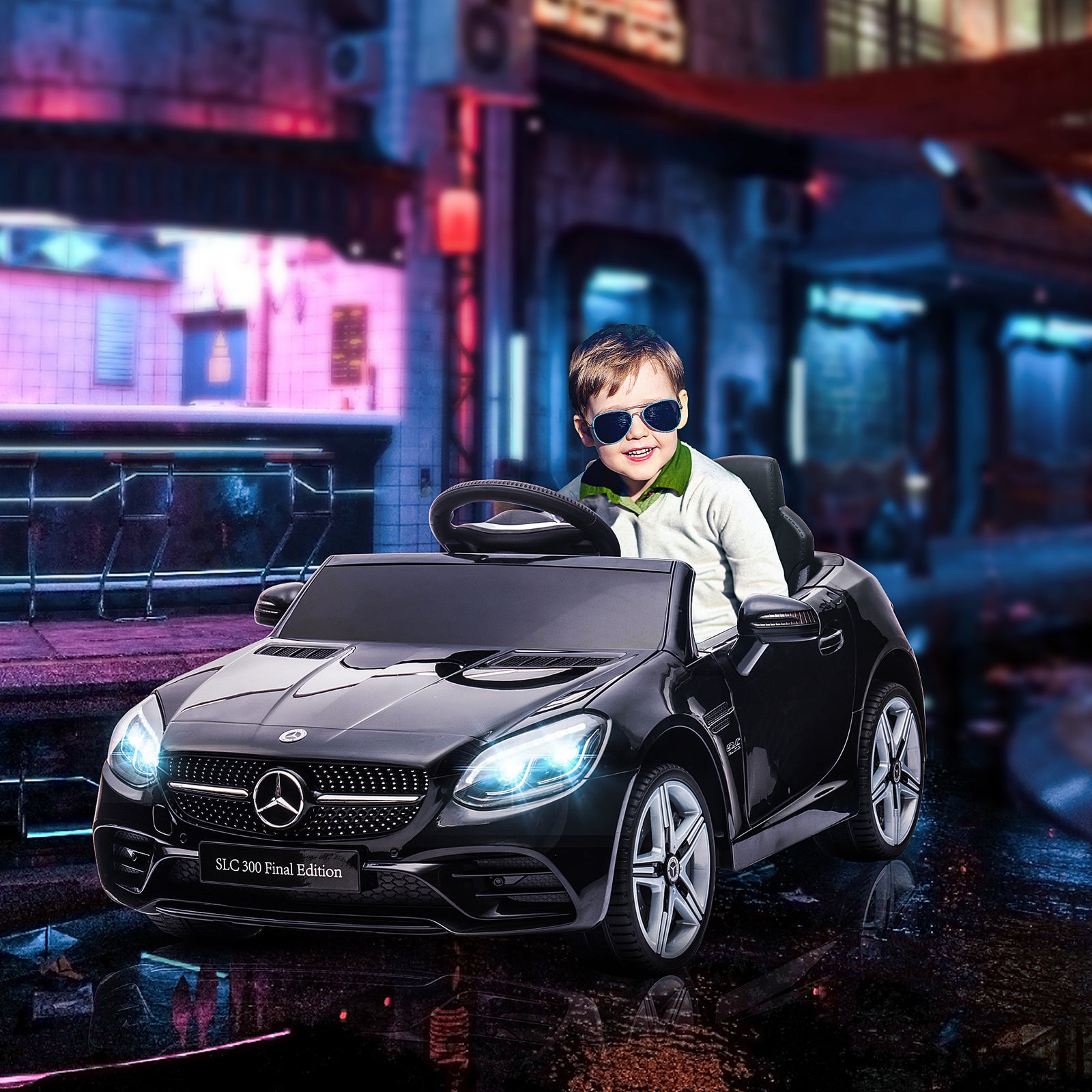 Benz 12v Kids Electric Ride On Car W/ Remote Control Music | Black