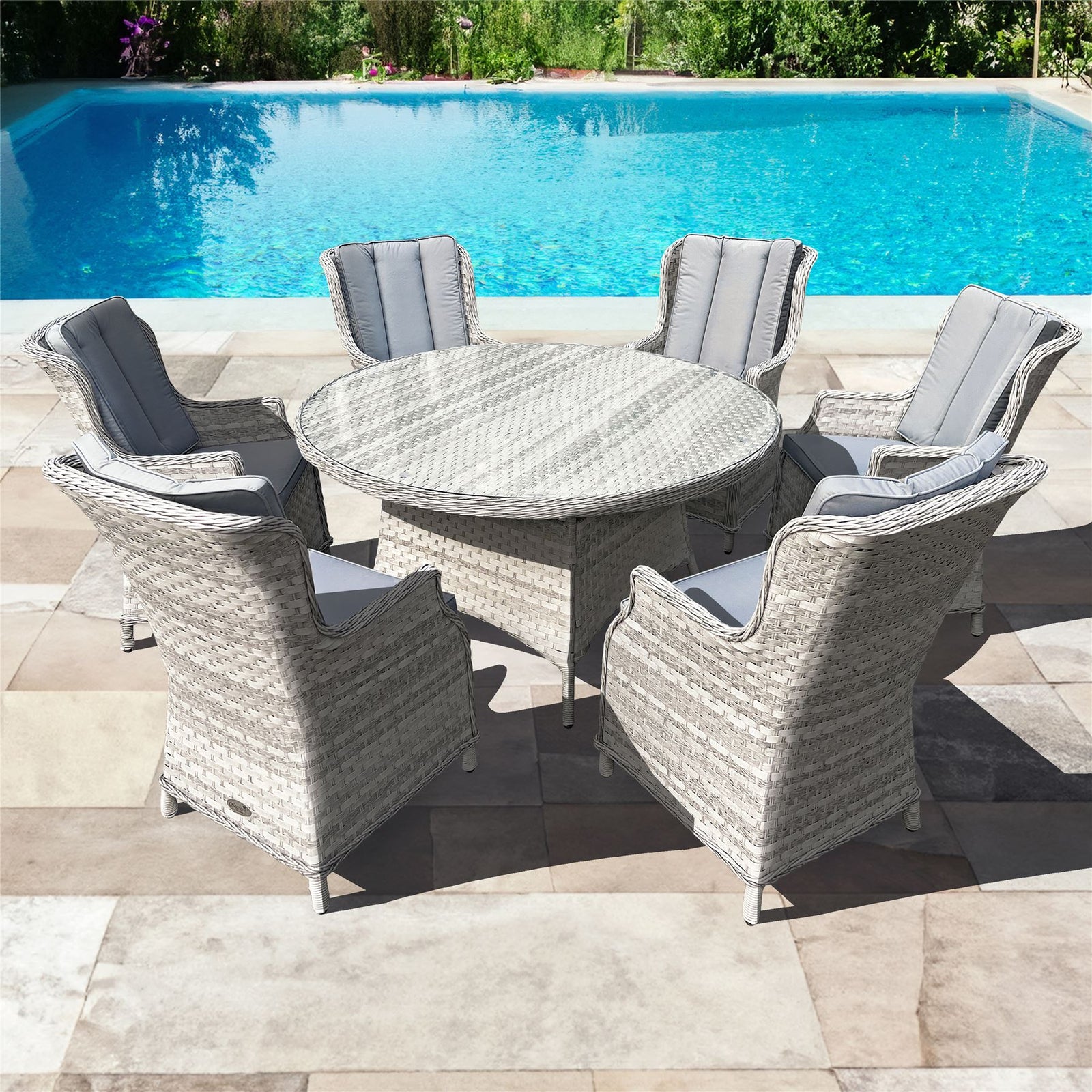 Knightsbridge Xl Rattan 6 Seat Dining Set | Dove Grey