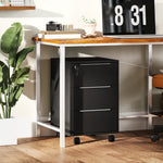 Modern 3-drawer Locking File Cabinet Mobile Filing Cabinet | Black