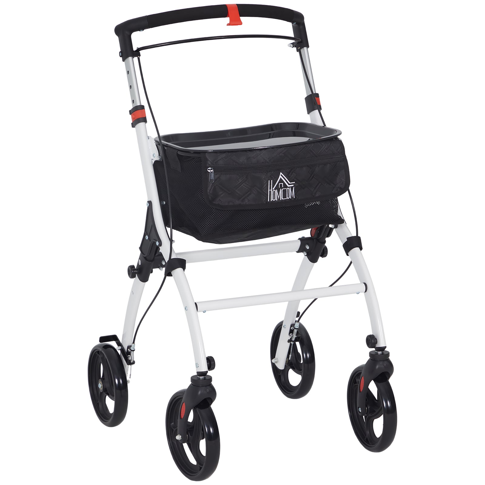 Folding Upright Rollator Walker With Storage Bag, Tray