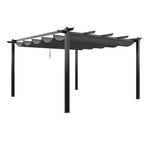4m X 4m Outdoor Aluminium Pergola With Retractable Roof, Pu-coated Water-resistant Canopy,black Frame Patio Shelter For Garden, Backyard | Grey