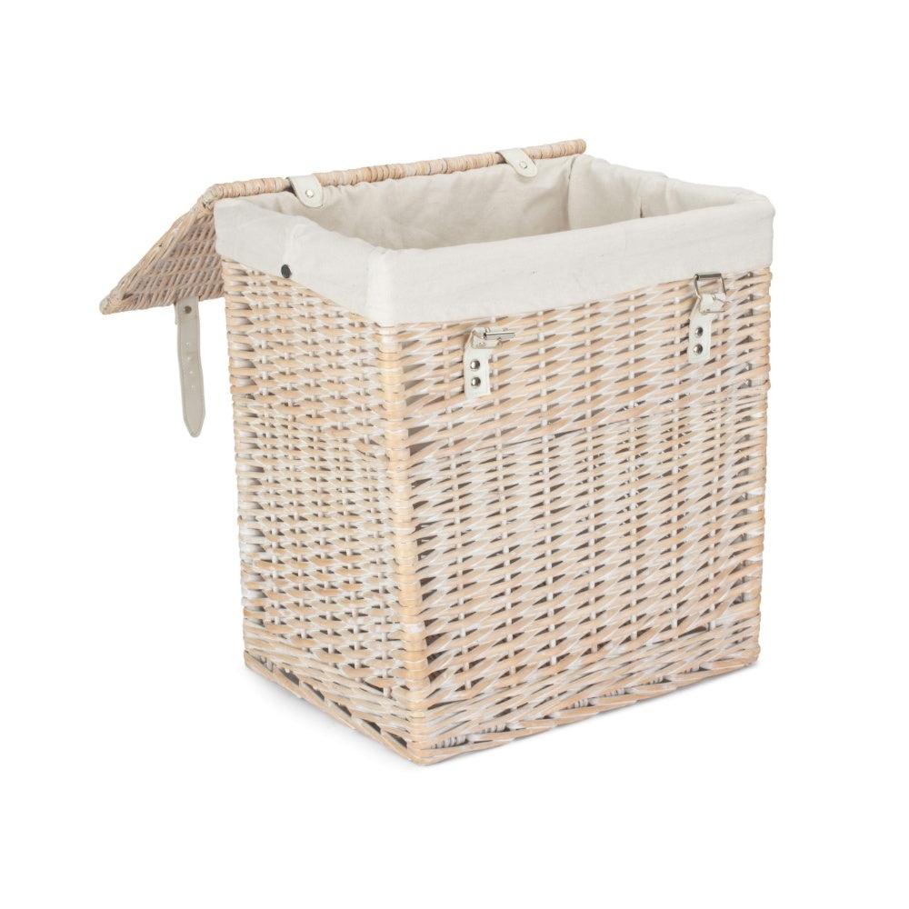 White Cotton Lined Boutique White Wash Laundry Baskets | Small | White