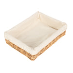 Wicker Cotton Lined Straight-sided Rectangular Tray | Medium | Brown