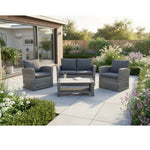 Wilmslow 4-seater Rattan Sofa Lounge Set For Outdoor Comfort | Grey