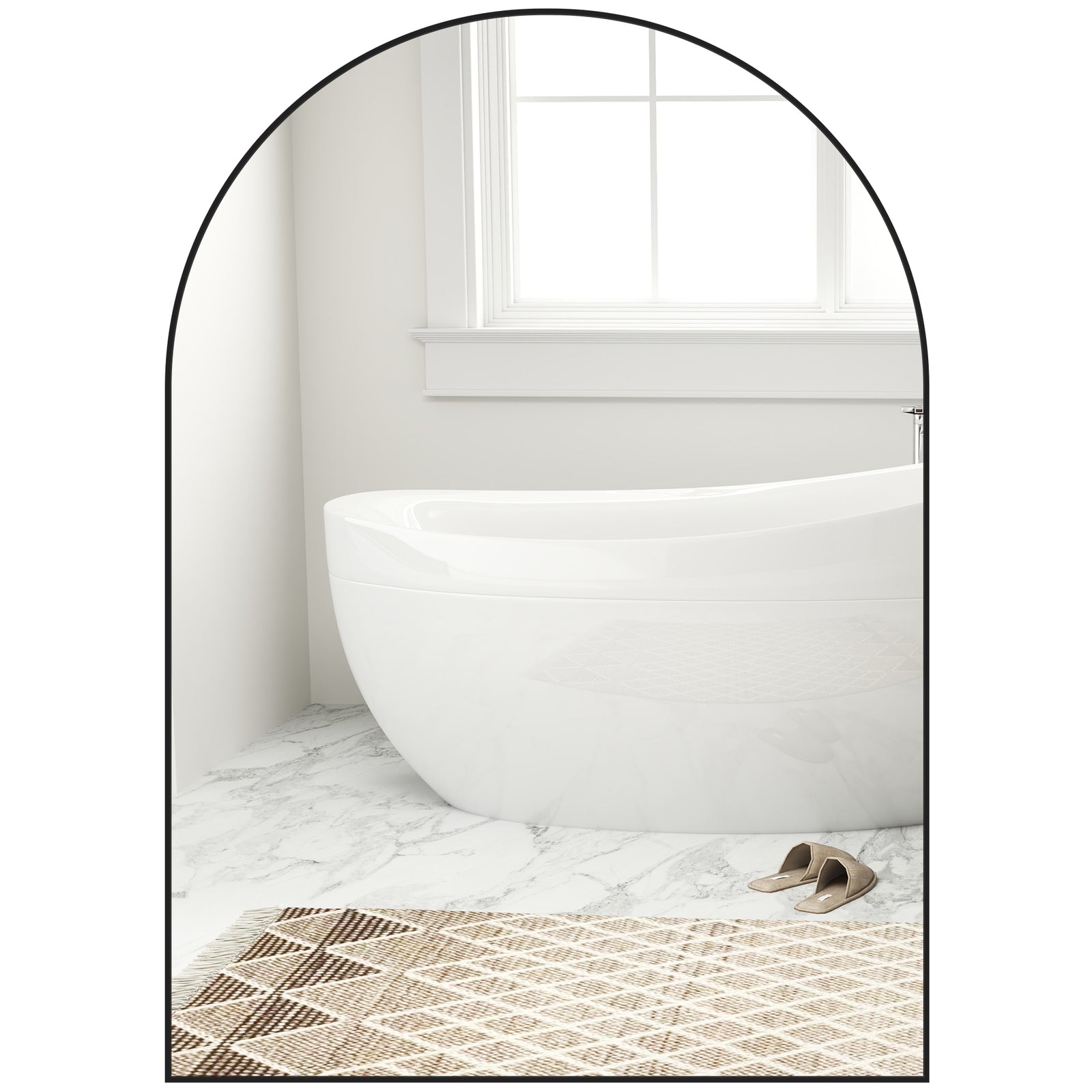 Arch Bathroom Mirror, Modern Wall Mirror With Steel Frame | Small | Black