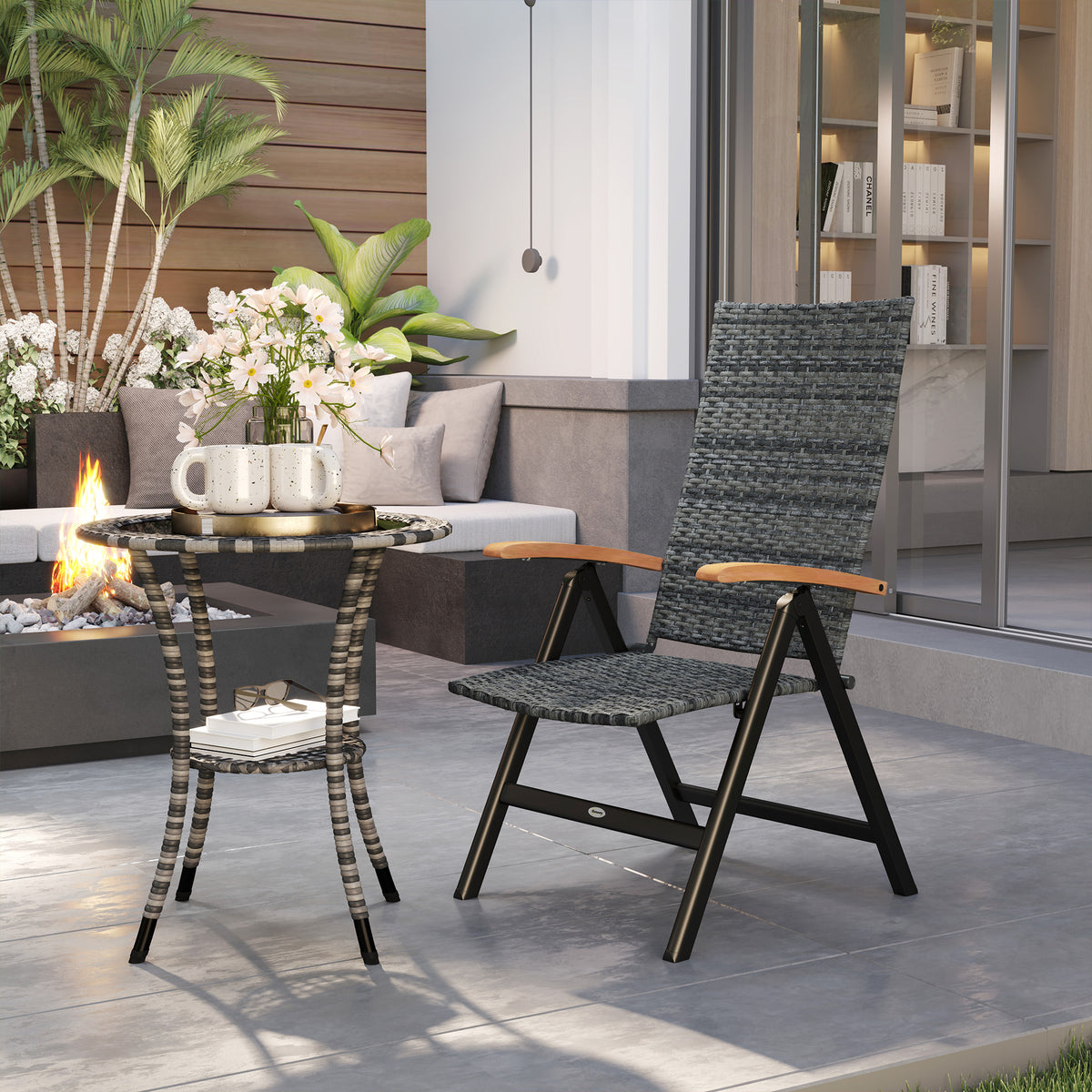 Outdoor Folding Rattan Chair, Dining Chair | Set of 1