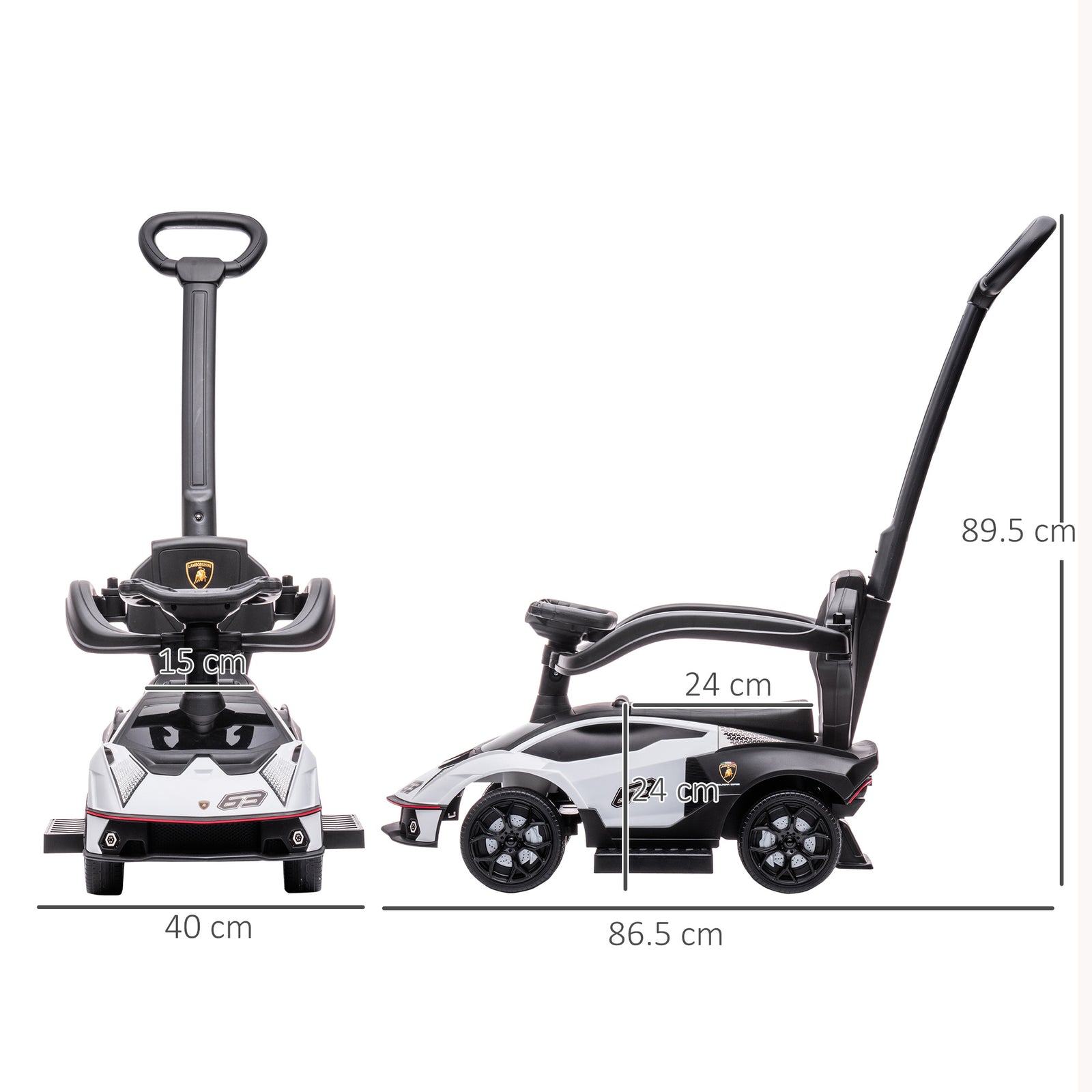 Lamborghini 2 In 1 Baby Ride On Push Car Toddler Push Along Car | White