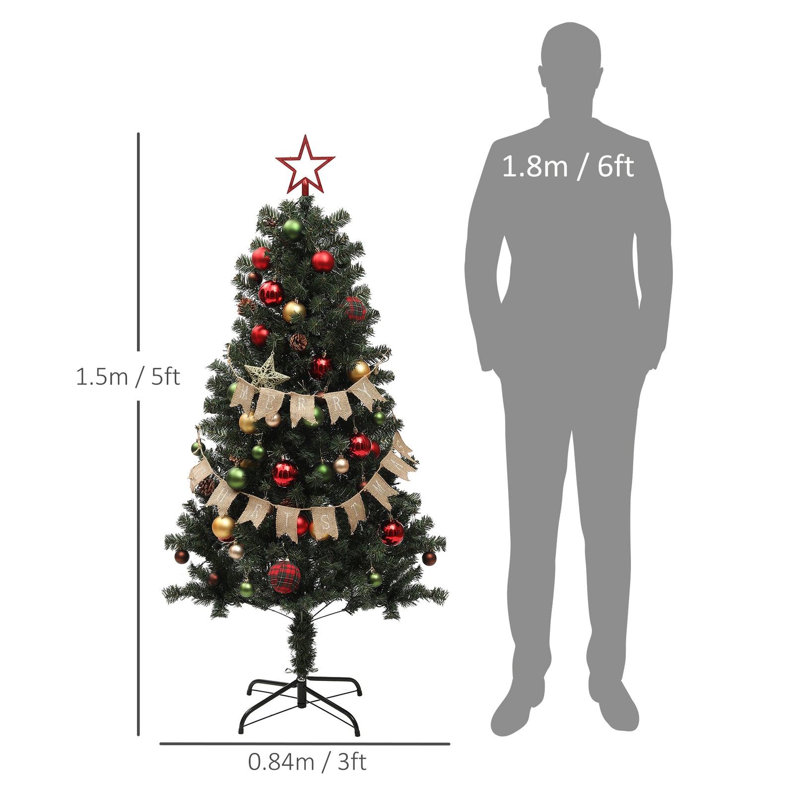 5/6ft Artificial Christmas Tree With Led Blue Red/Blue | 5ft | Red