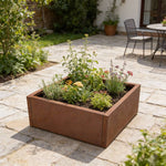 Rusty Raised Bed Steel Planter Box – Outdoor Garden Flower Bed, Weatherproof Rust Finish, Durable Raised Planter For Patio & Yard | Small