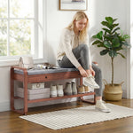Shoe Bench With 2 Drawers Cushioned Seat 105cm | Dark Brown