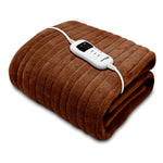 Deluxe Electric Throw Heated Double Over Blanket Soft Fleece  9 Heat & 12 Timer Settings | L | Brown