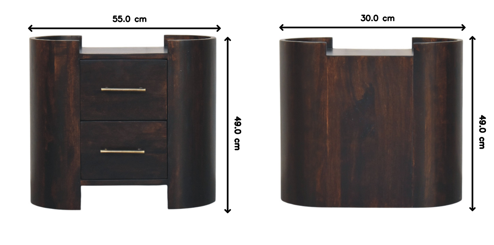 Artisan Furniture Solid Wood Valencia Two-drawer Bedside Table, Brown