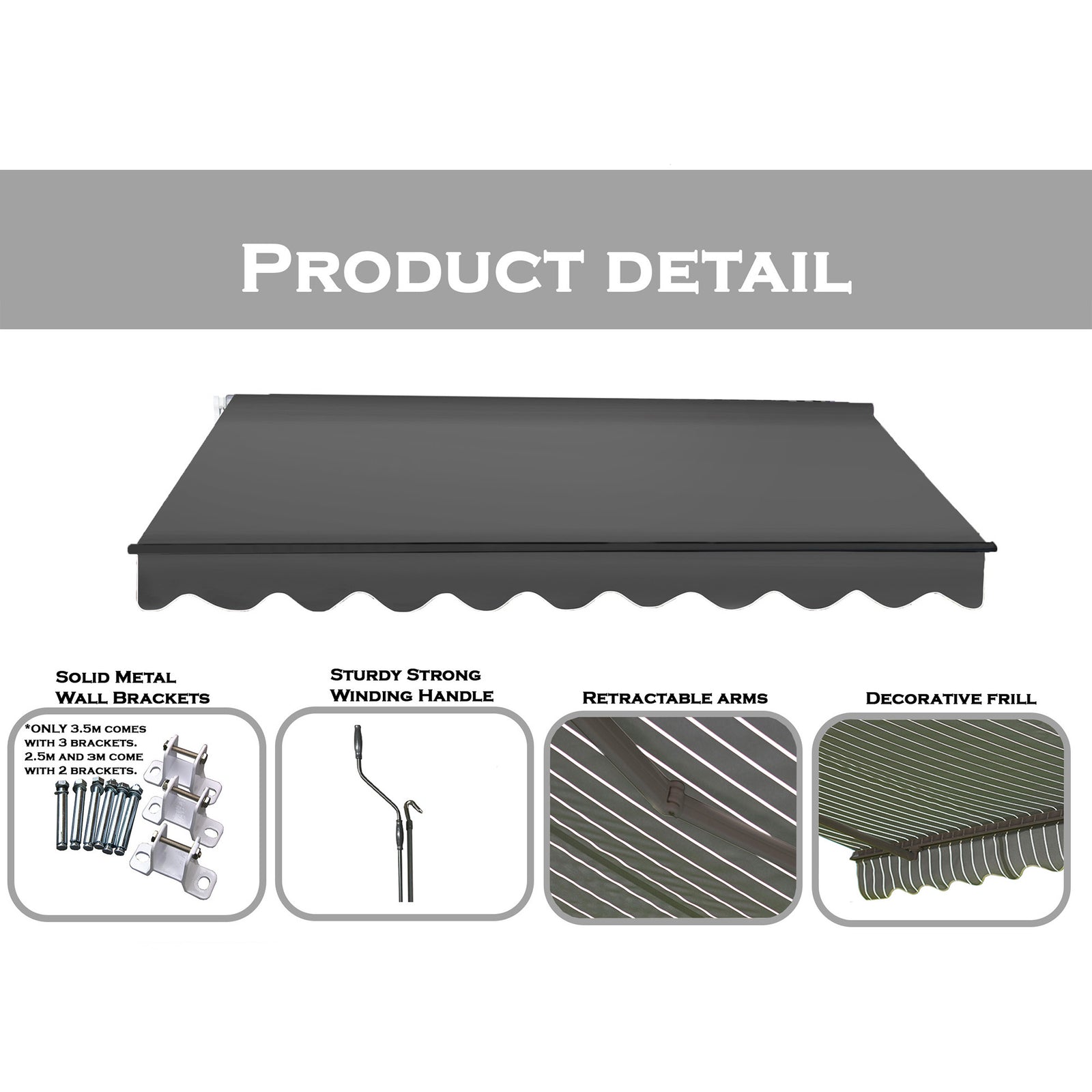 Easy Fit Grosvenor Awning - Grey | 3m | Grosvenor (Charcoal)