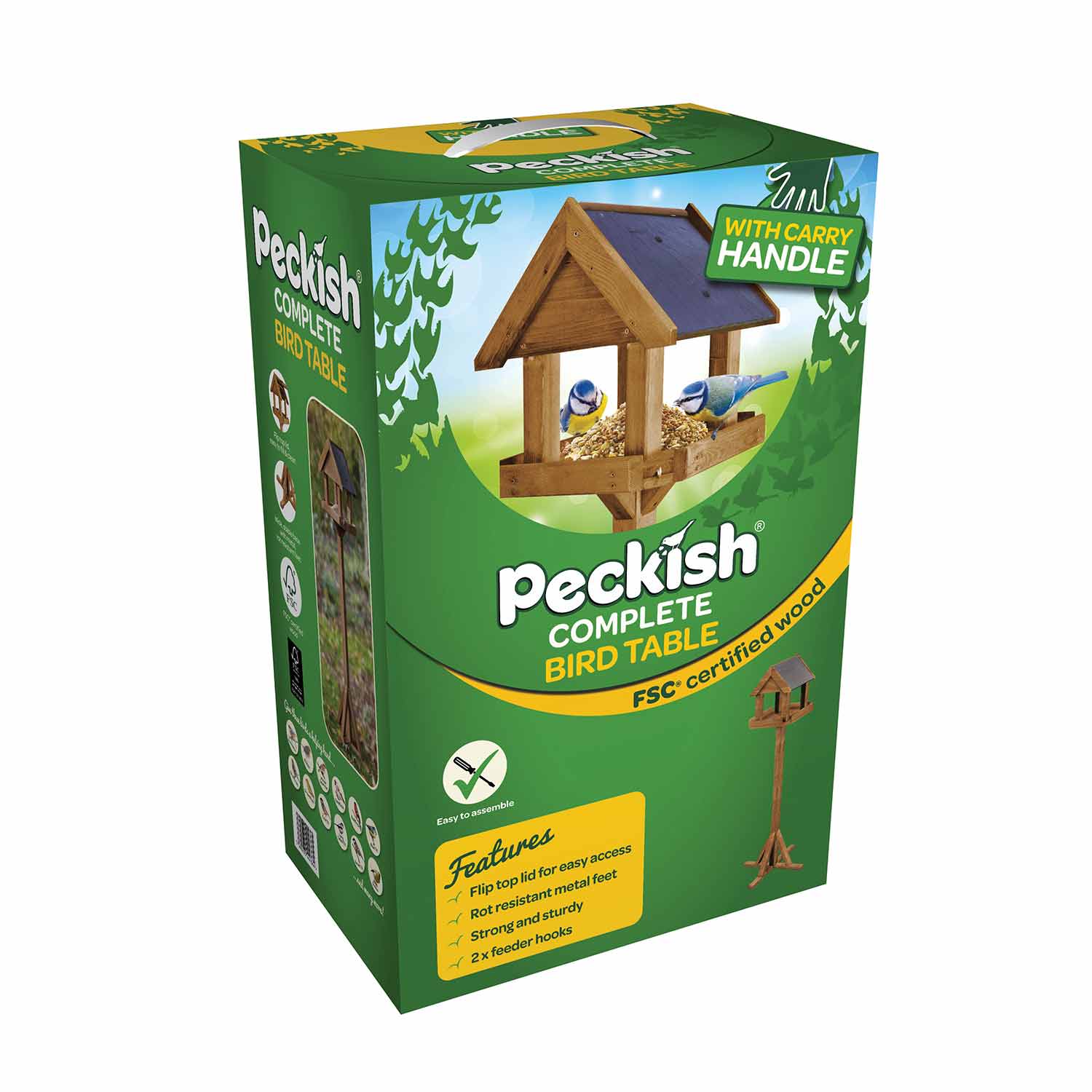 Complete Bird Table With Slate Roof And Flip-top Lid | Oak