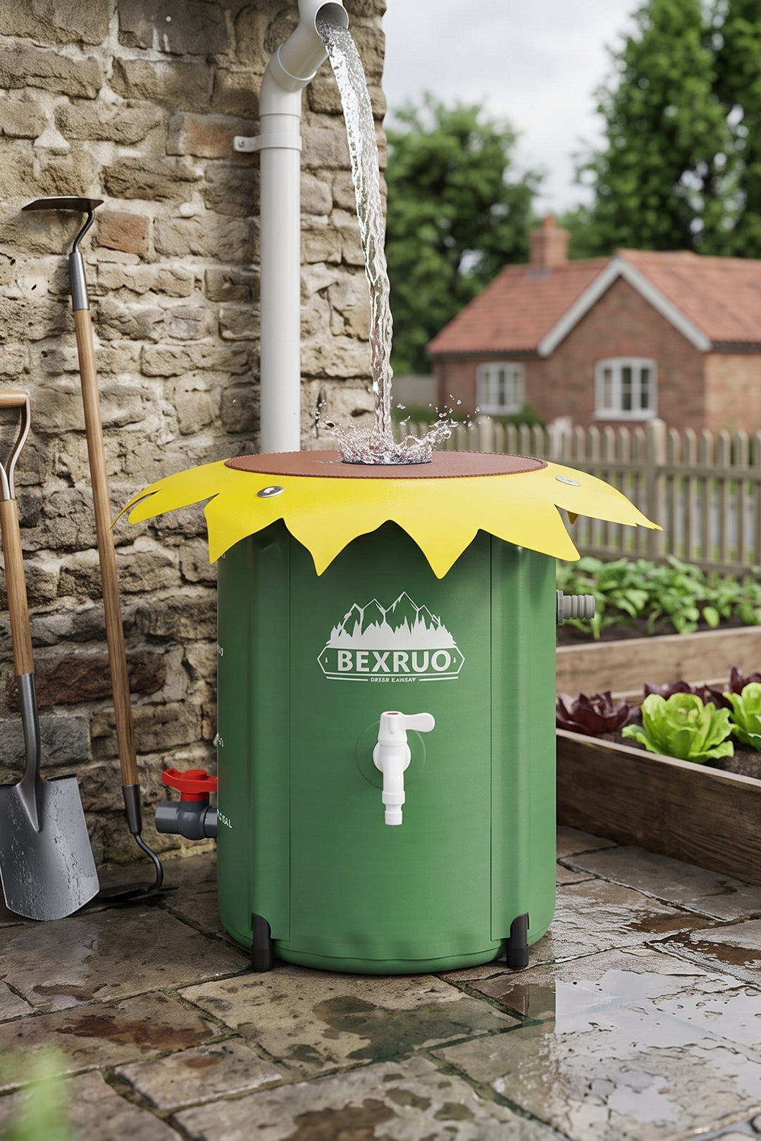 Breeins 50l Collapsible Rain Barrel With Spigot & Overflow