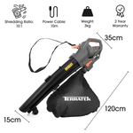 3000w Corded Leaf Blower & Vacuum, 3-in-1 Mulcher, Garden Vac & Hoover With 35l Bag, 10m Cable