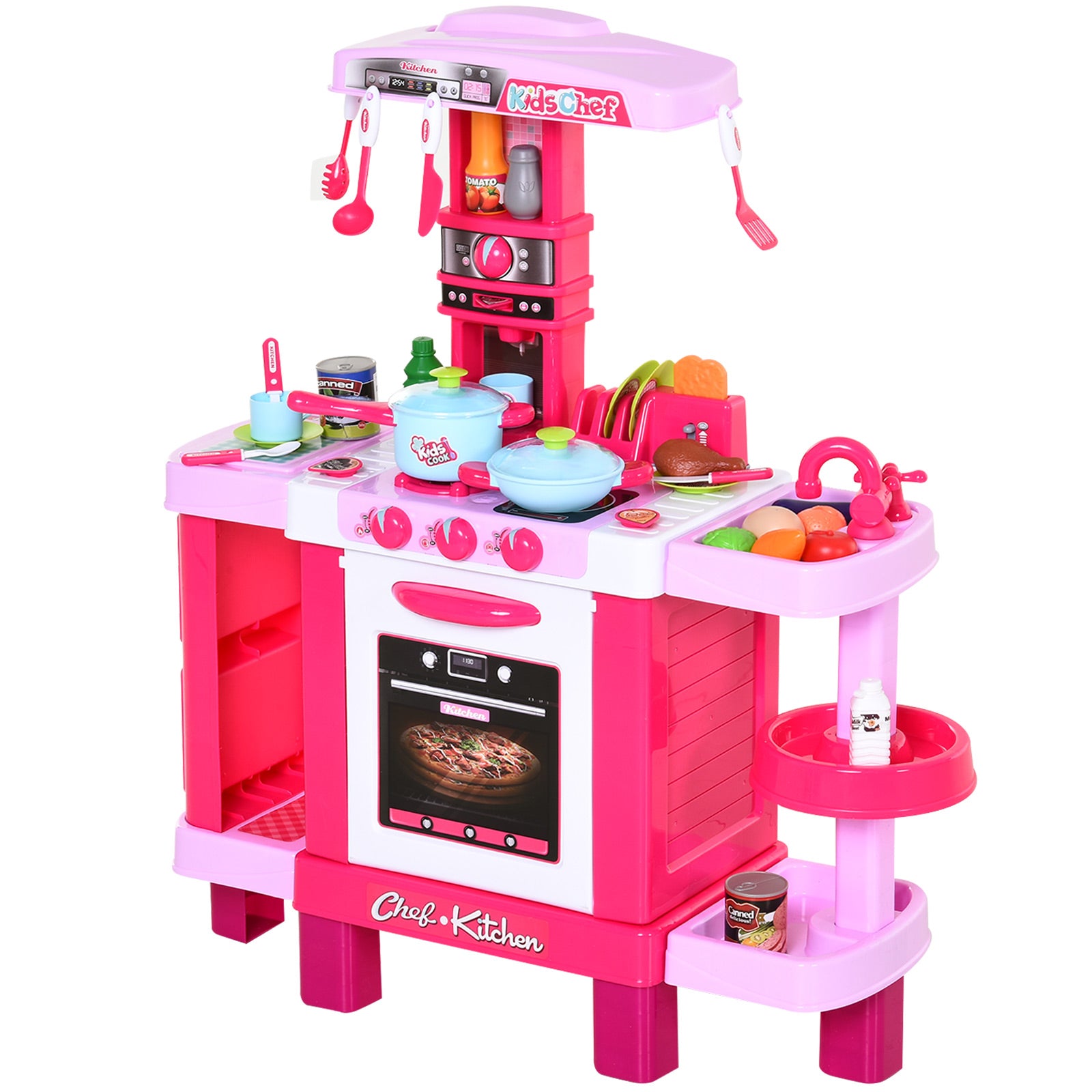 38-piece Children's Kitchen Play Set W/ Sounds Lights Food Pink