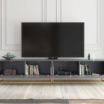 Ripple Duo Tv Unit 200cm - Fluted Design | Dark Grey
