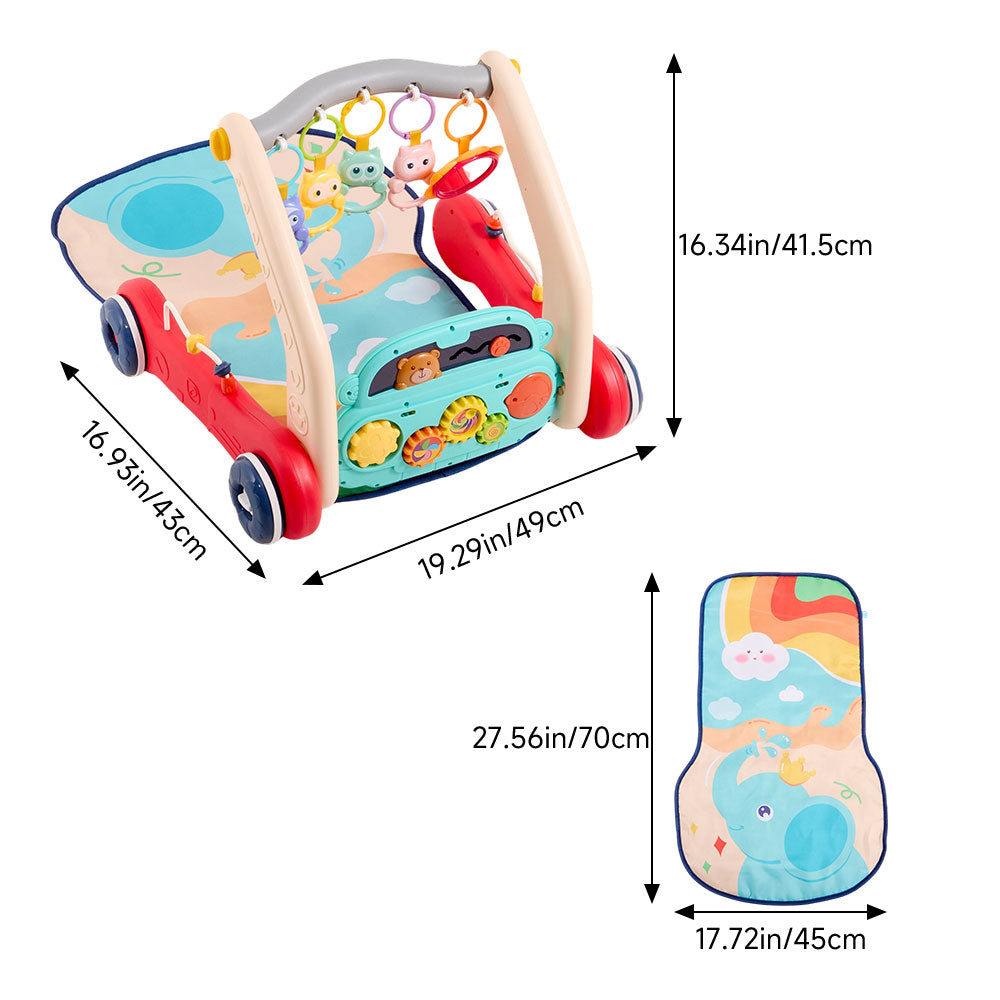2 In 1 Baby Play Mat And Walker With Musical Keyboard