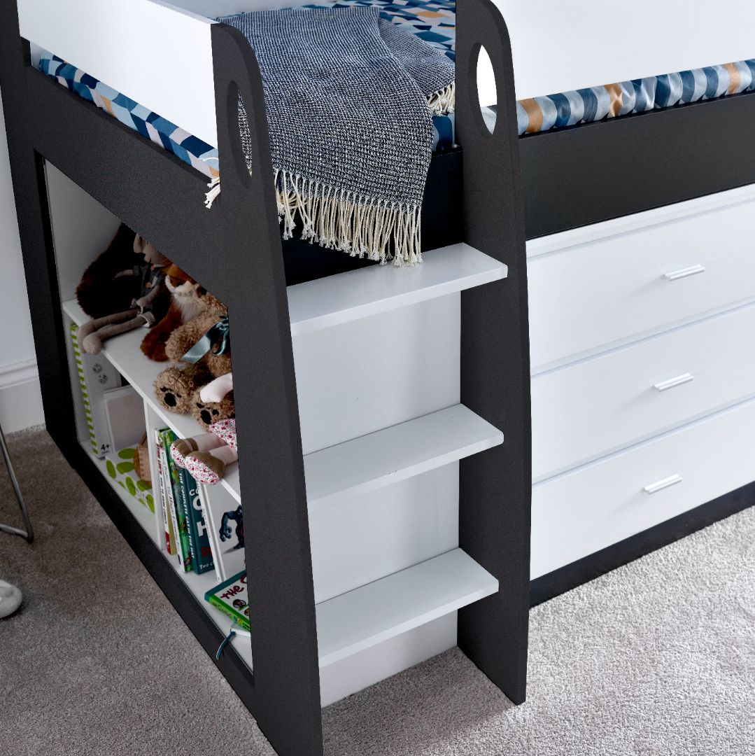 Ersa Mid Sleeper Bed With Desk | Single | Grey