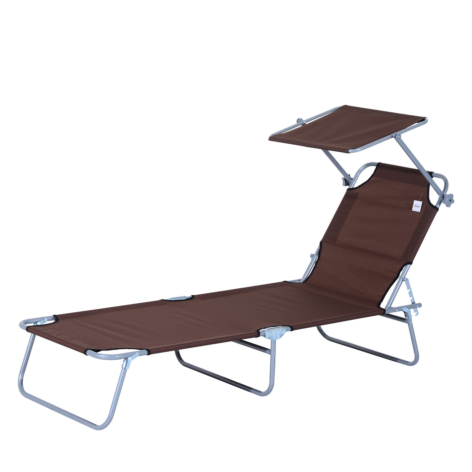 Reclining Sun Lounger Folding Recliner Garden Chair | Set of 1 | Brown