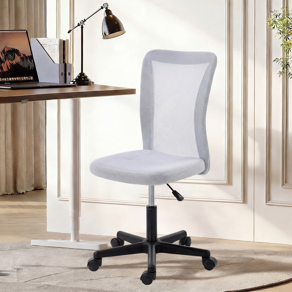 Vinsetto Mesh Office Chair Armless Adjustable Height White