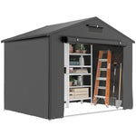 8x4ft Garden Storage Shed Roll-up Zipper Door Dark Grey