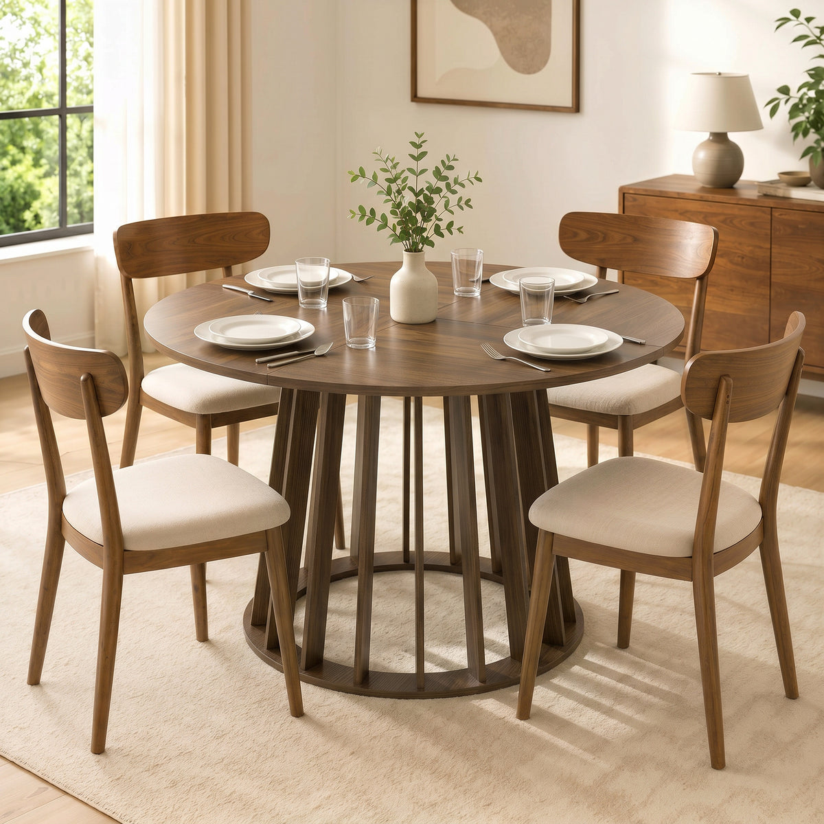 HOMCOM Modern Dining Table For 4-6 People 120 Cm Light Walnut
