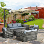 6 Pcs Patio Rattan Sofa Set Conversation Furniture | Gray