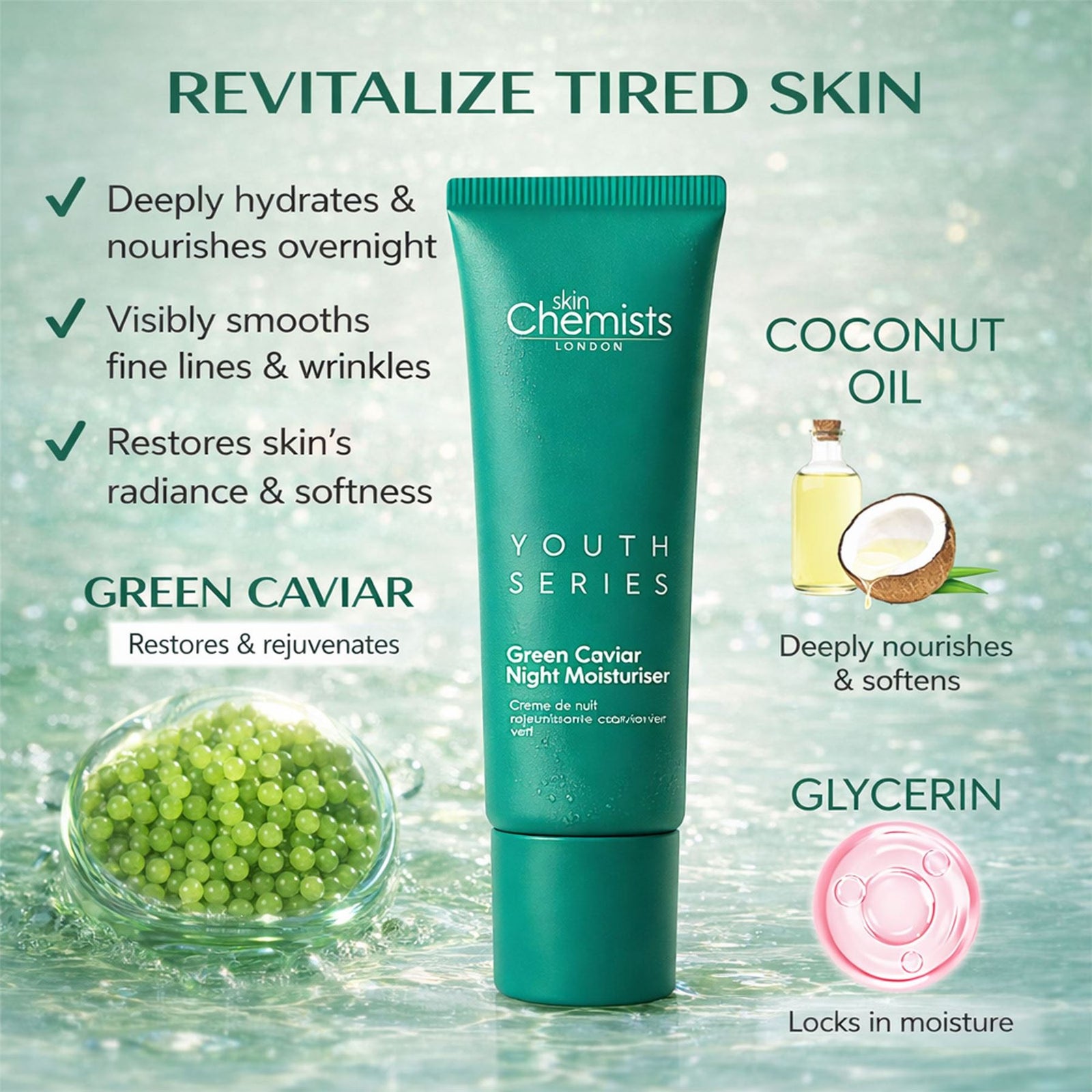 Green Caviar Anti-ageing Night Moisturiser 50ml For Anti-ageing And Hydration