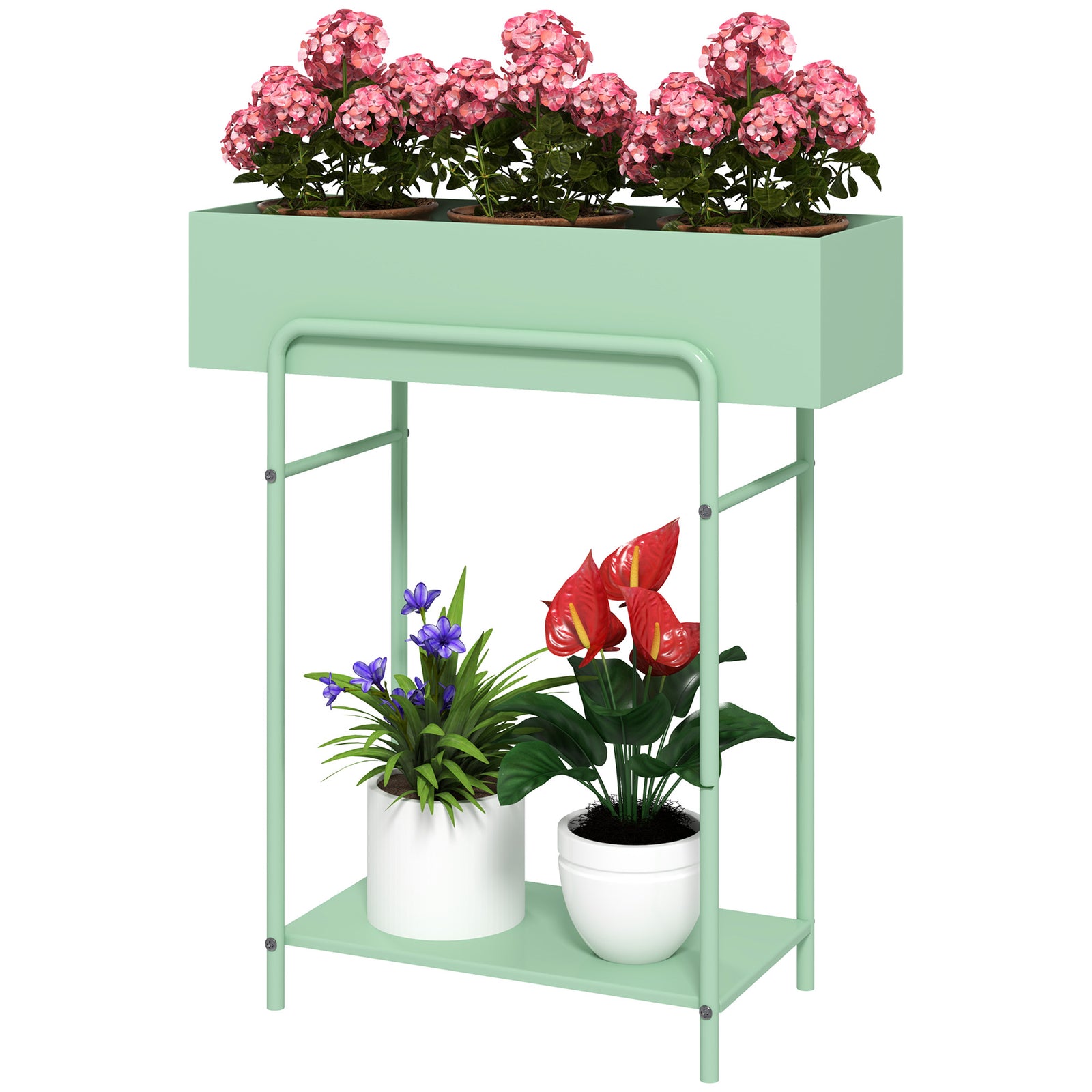2 Tier Plant Stand, Metal Plant Rack W/ Drain Holes