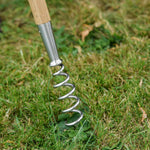 Stainless Steel Long-handled Corkscrew Weeder | 100cm | Brown