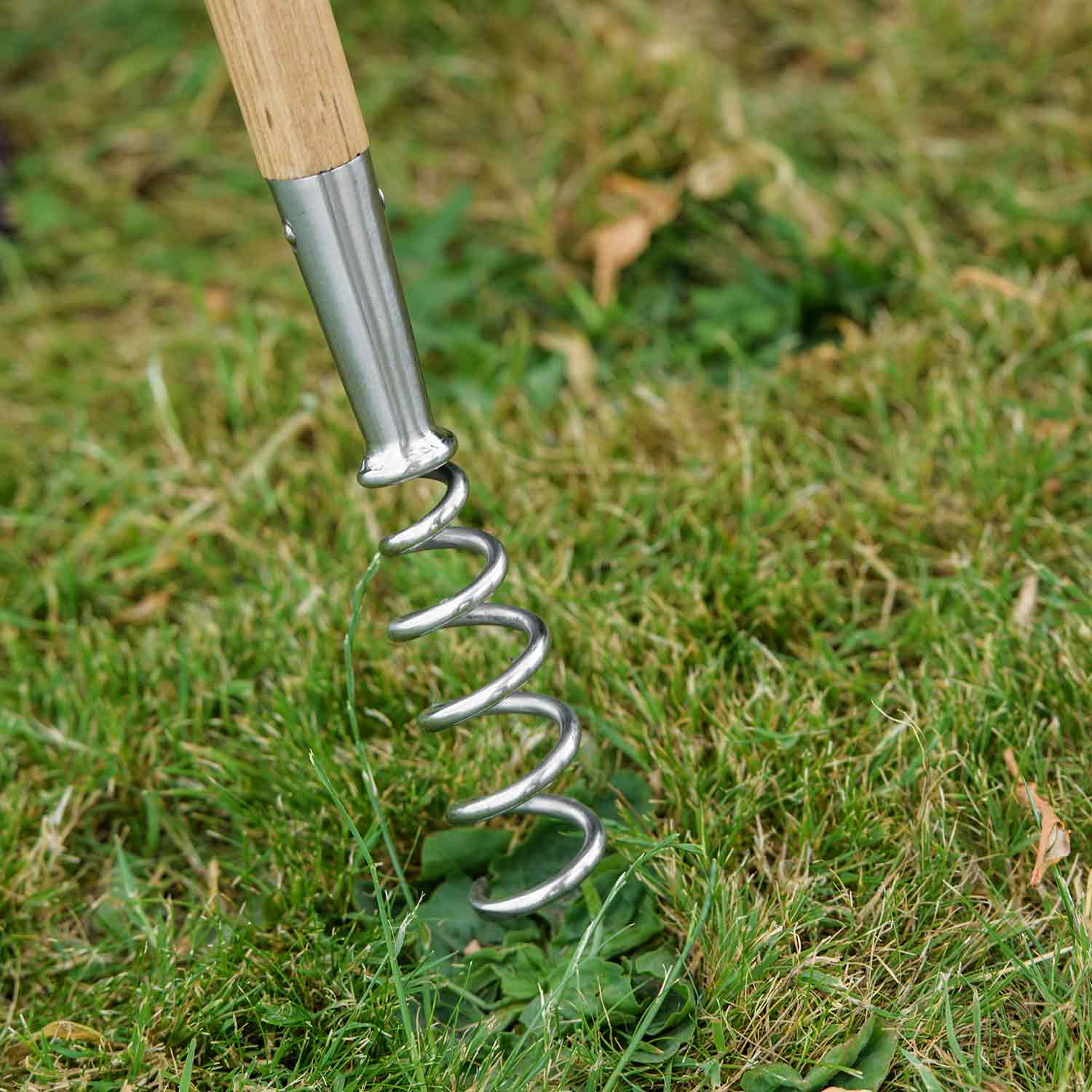 Stainless Steel Long-handled Corkscrew Weeder | 100cm | Brown