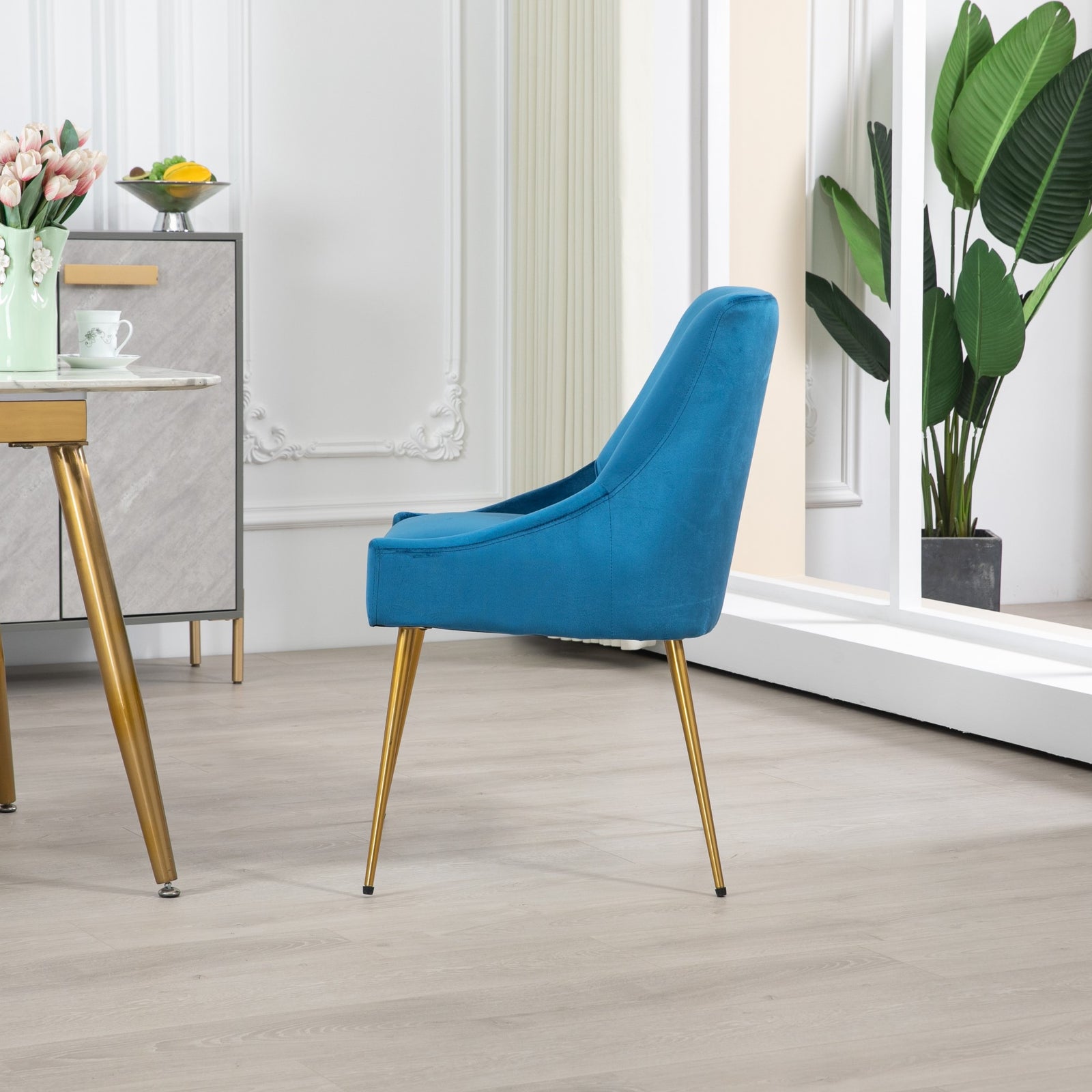 Set Of 2 Lograto Velvet Dining Chairs | Blue