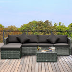 6 Pieces Rattan Furniture Set Garden Sofa Conservatory | Gray