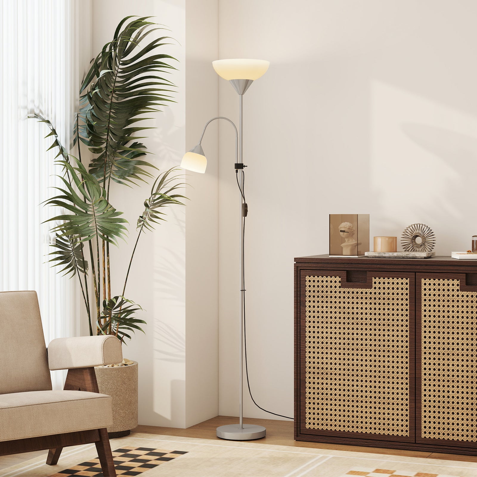 Mother-child Floor Lamp Duo Light With 3 Colour Temperatures | Silver