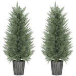 Set Of 2 Artificial Cypress Trees With Pe Leaves For Indoor Outdoor