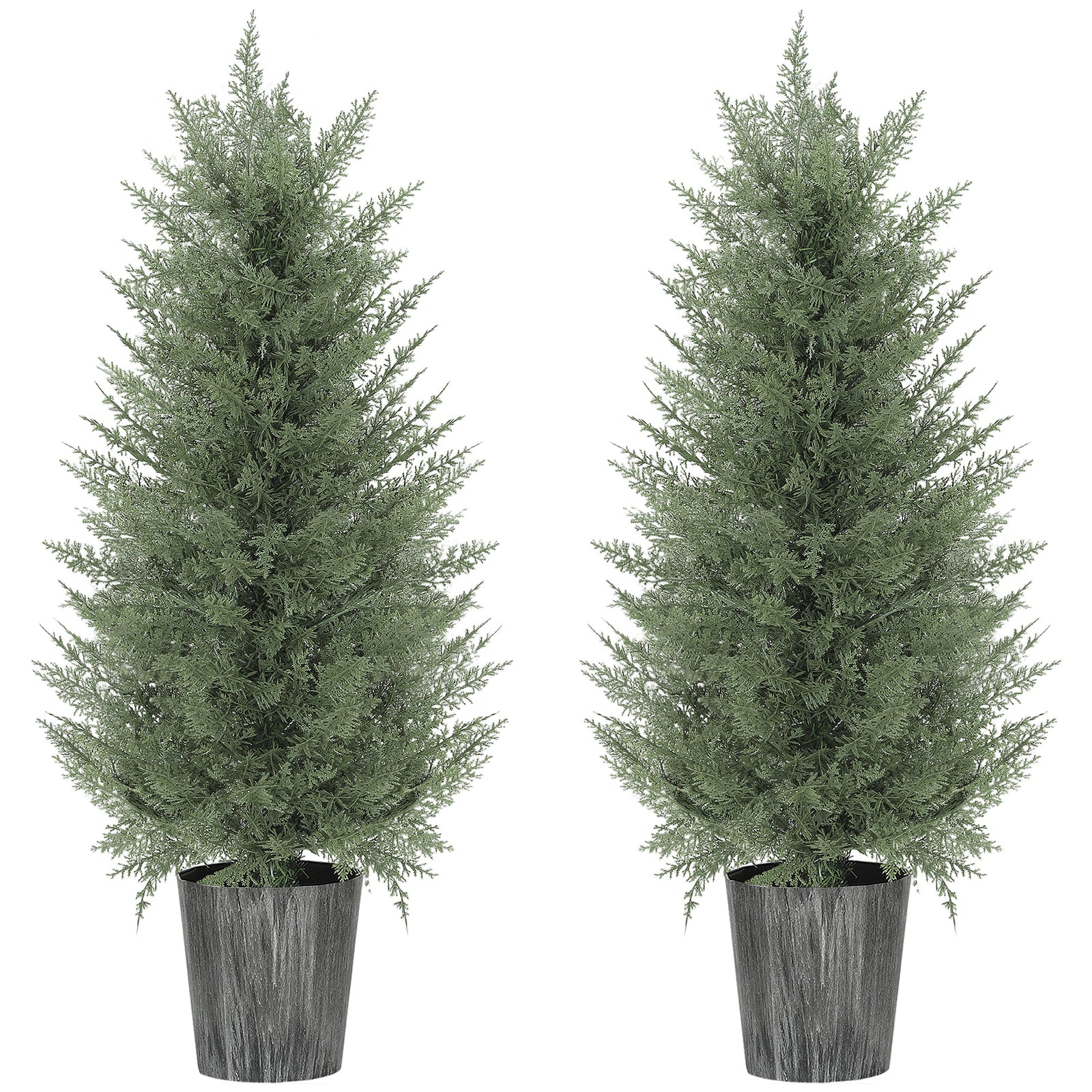 Set Of 2 Artificial Cypress Trees With Pe Leaves For Indoor Outdoor