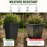 57cm Tall Plank Effect Black Rubber Planters - Indoor Outdoor Planter | Set-of-2