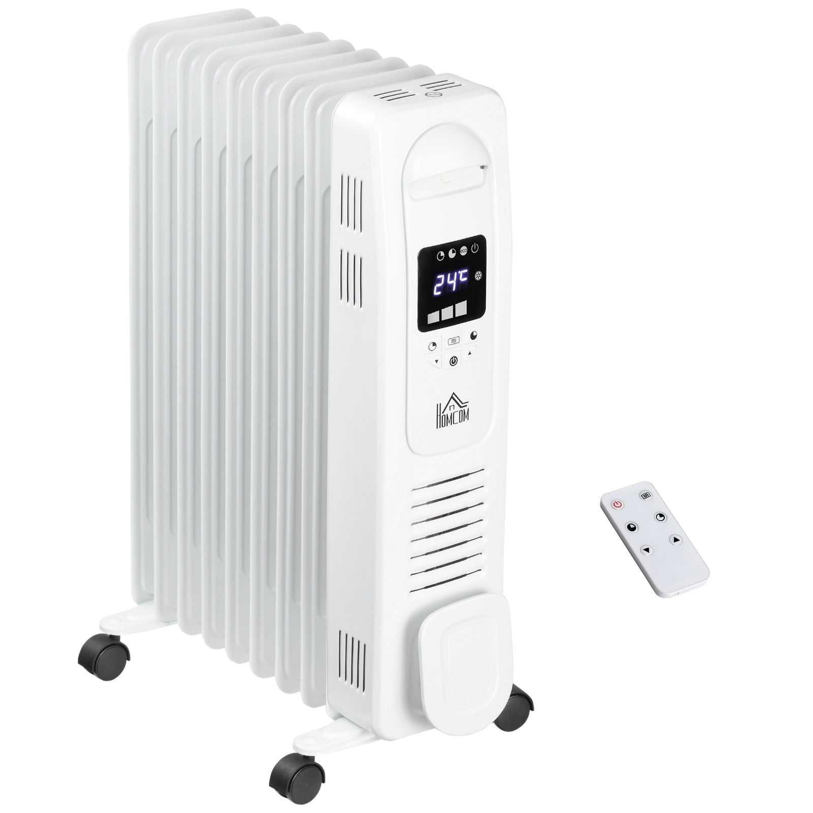 Oil Filled Radiator Electric Heater 3 Heat Settings Remote | One Size | White