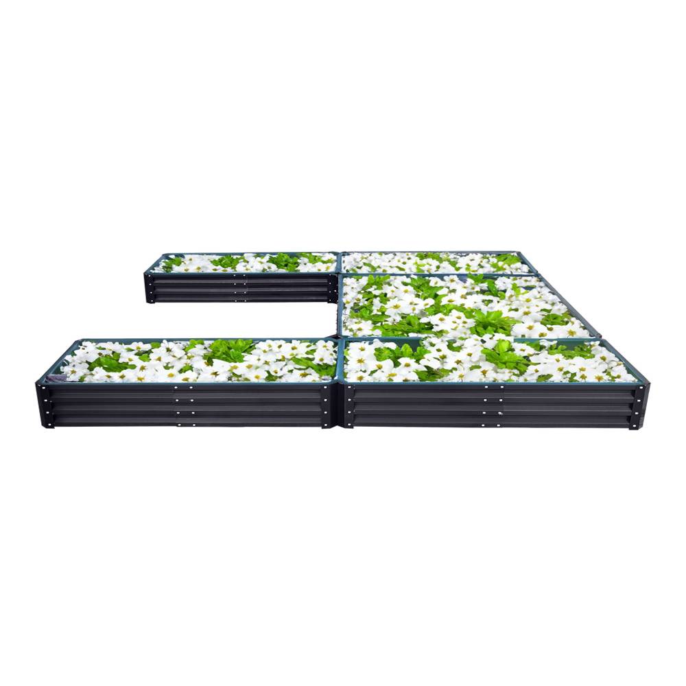 U-shaped Raised Garden Bed Metal Planter Box With 5 Compartments | Anthracite