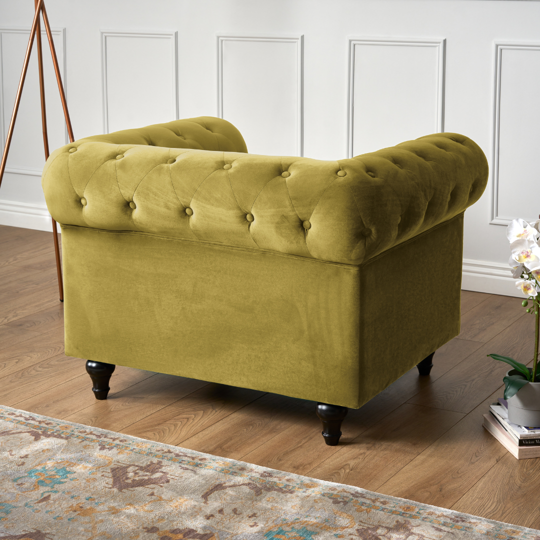 Button Tufted Velvet Living Room Armchair | Gold