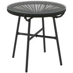 Rattan Side Table W/ Tempered Glass Tabletop