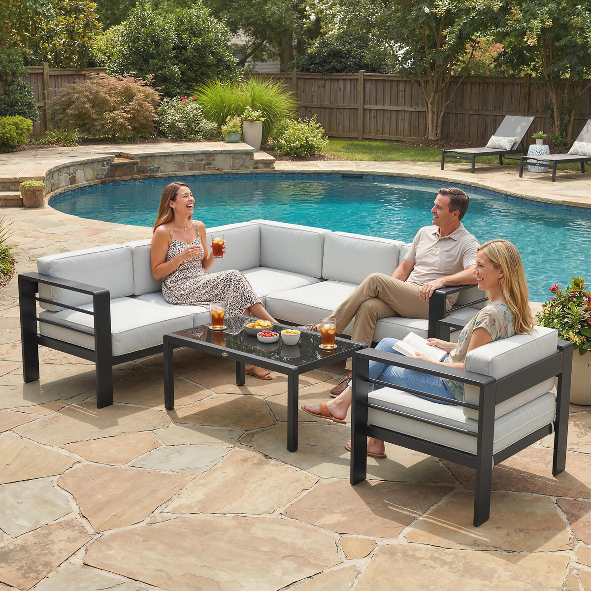 Outsunny Garden Corner Sofa Set, Garden Furniture Set With Coffee Table