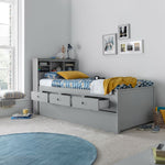 Veera Guest Bed With Drawers And Trundle With Memory Foam Mattresses | Single | Grey