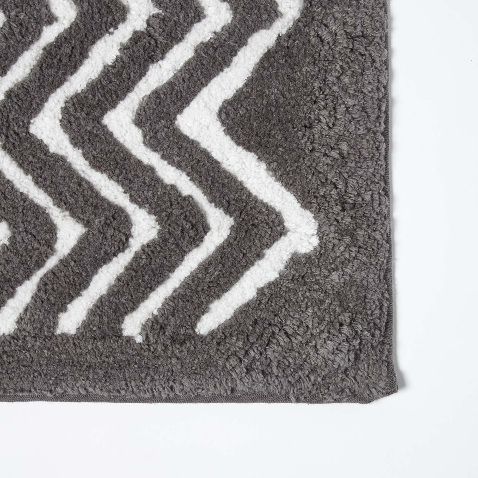 Chevron Pattern Cotton Bathmat | 50 x 80cm | Grey